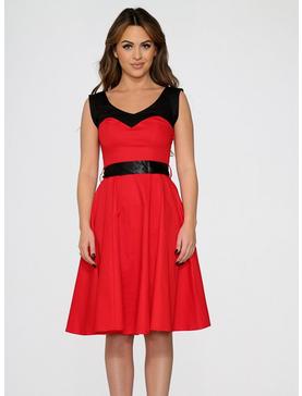 Retro Red Black Swing Dress , , hi-res
