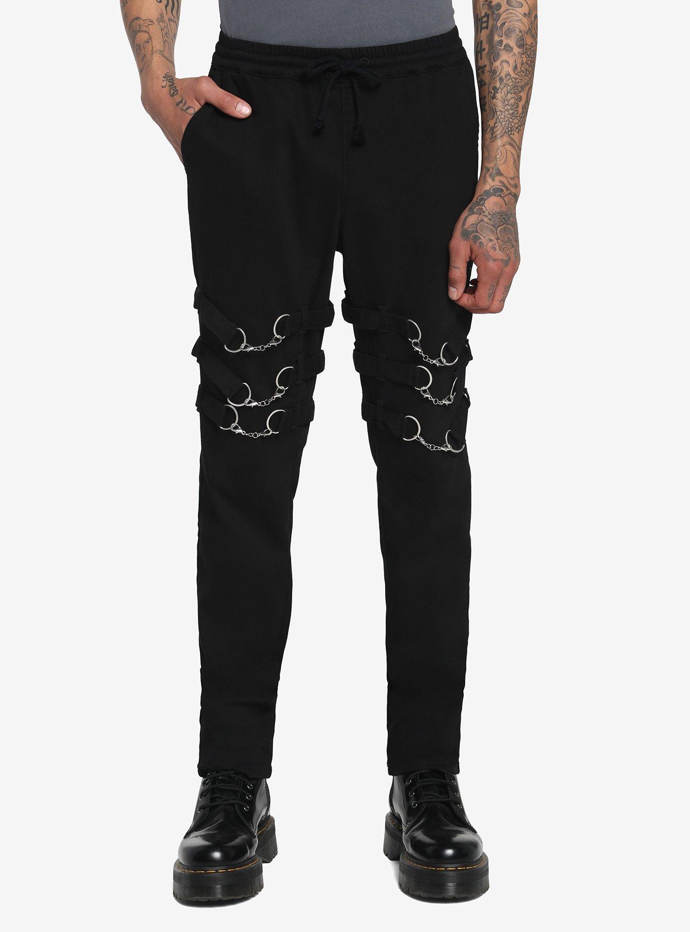 Black Buckle Jogger Pants, BLACK, hi-res