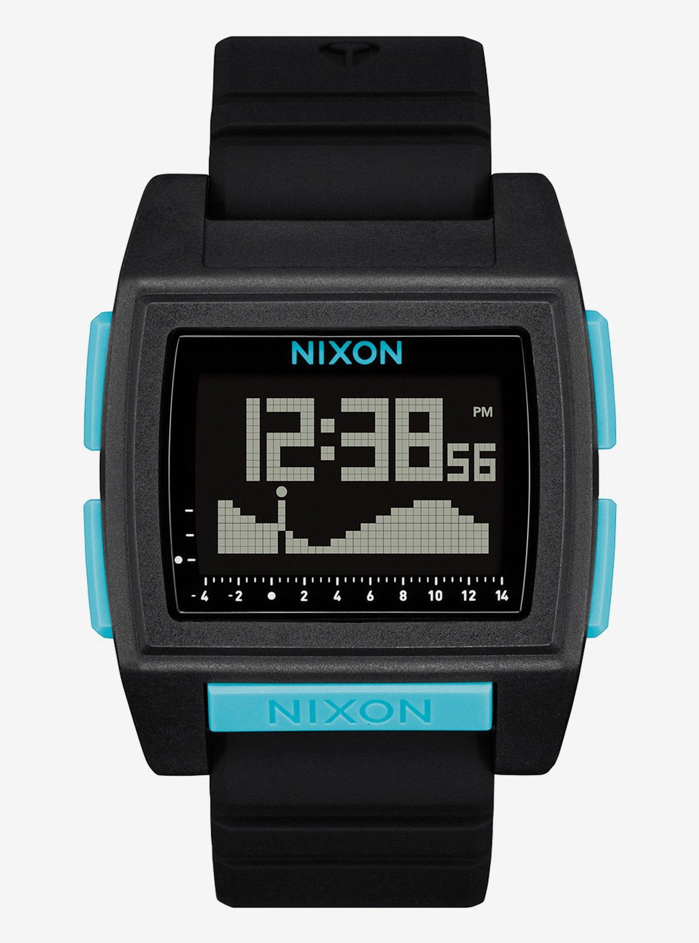 Nixon Base Tide Pro All Black Blue Watch, , hi-res