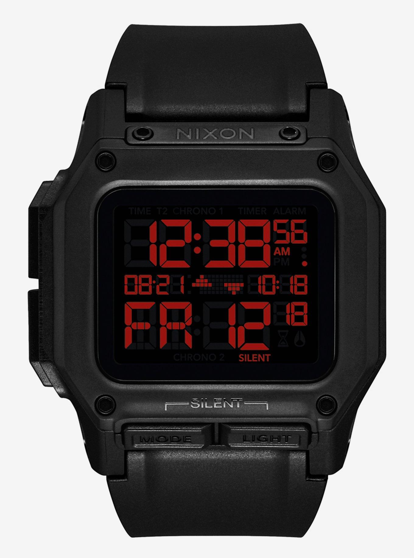 ☆レアNixon レグルス オールブラック反転液晶レッド仕様☆ Nixon Regulus All Black Red Watch | BoxLunch