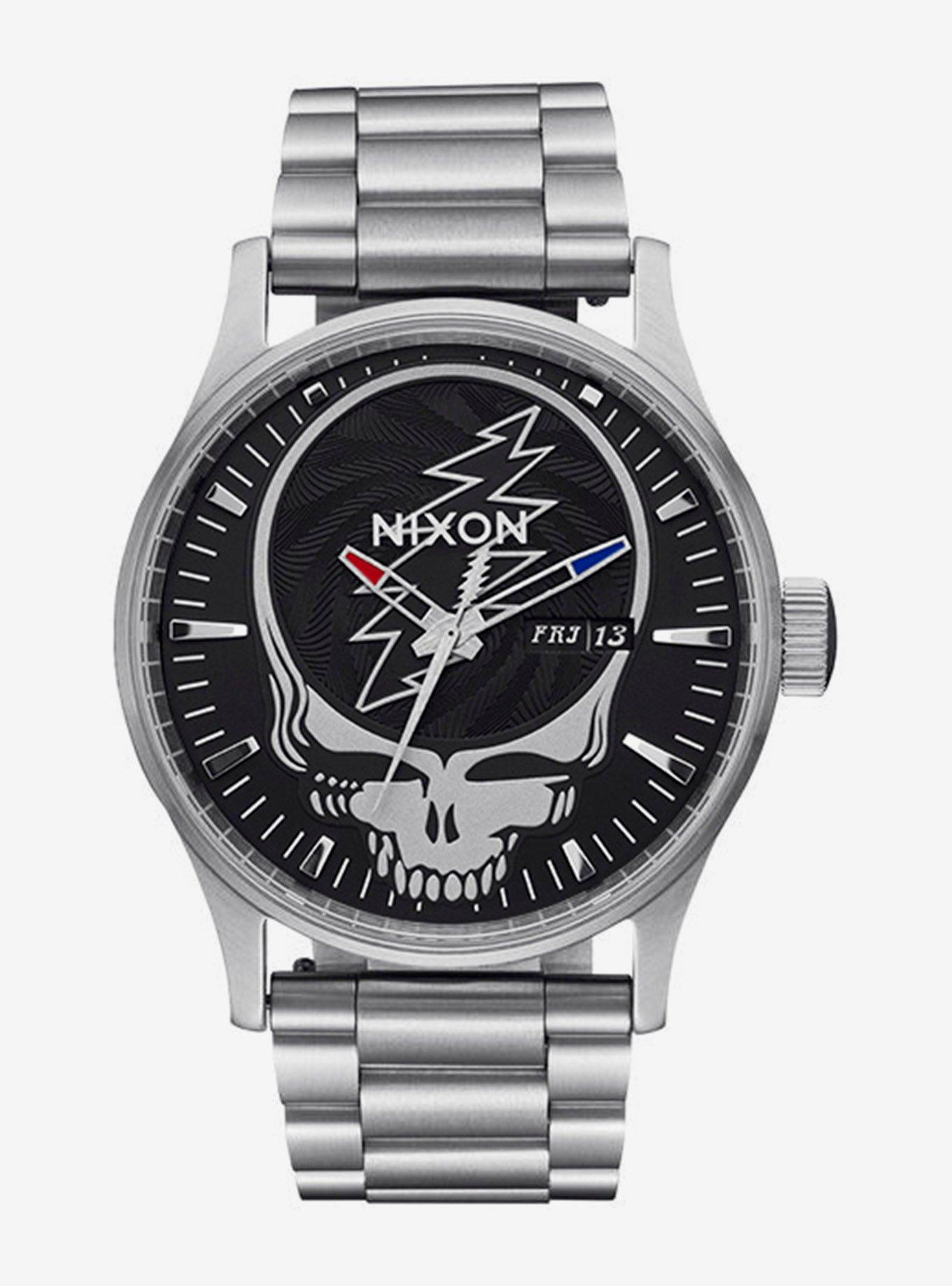Nixon Grateful Dead Sentry Stainless Steel Black Silver Watch, , hi-res