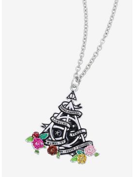 Harry Potter Deathly Hallows Floral Necklace - BoxLunch Exclusive, , hi-res