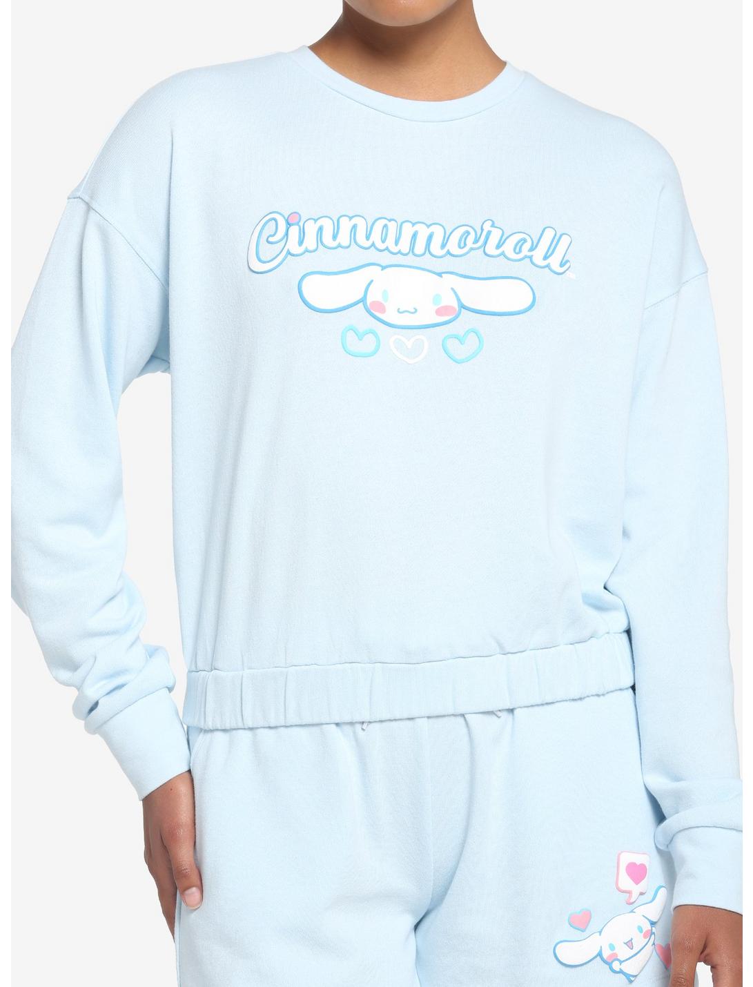 Cinnamoroll Pastel Blue Heart Girls Sweatshirt, MULTI, hi-res