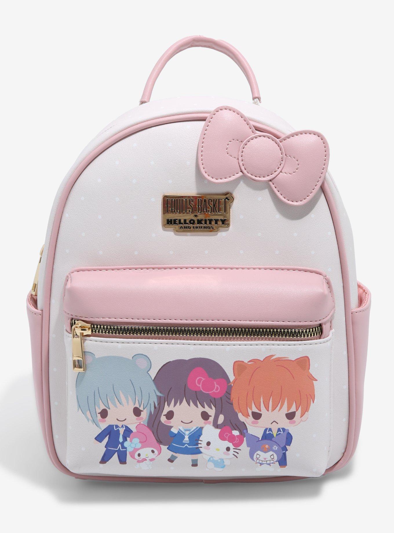 Sanrio Hello Kitty Pink Bow Tie School Backpack with 2 Compartments, 2 Side  Pockets and Adjustable Shoulder Straps