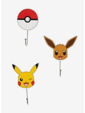 Plus Size Pokémon Pikachu Eevee & Poké Ball Wall Hook Set, , hi-res