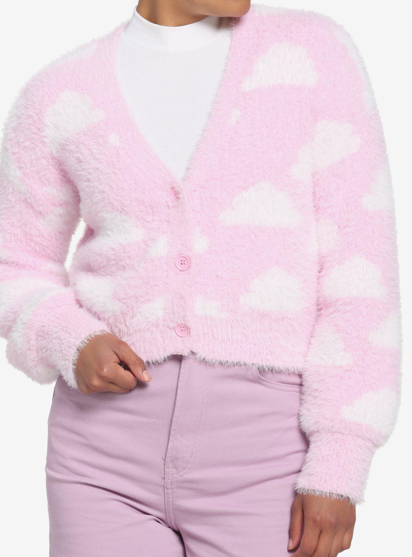 Pink Clouds Crop Girls Cardigan