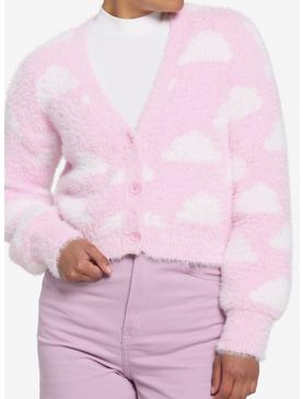 Pink Clouds Crop Girls Cardigan, , hi-res