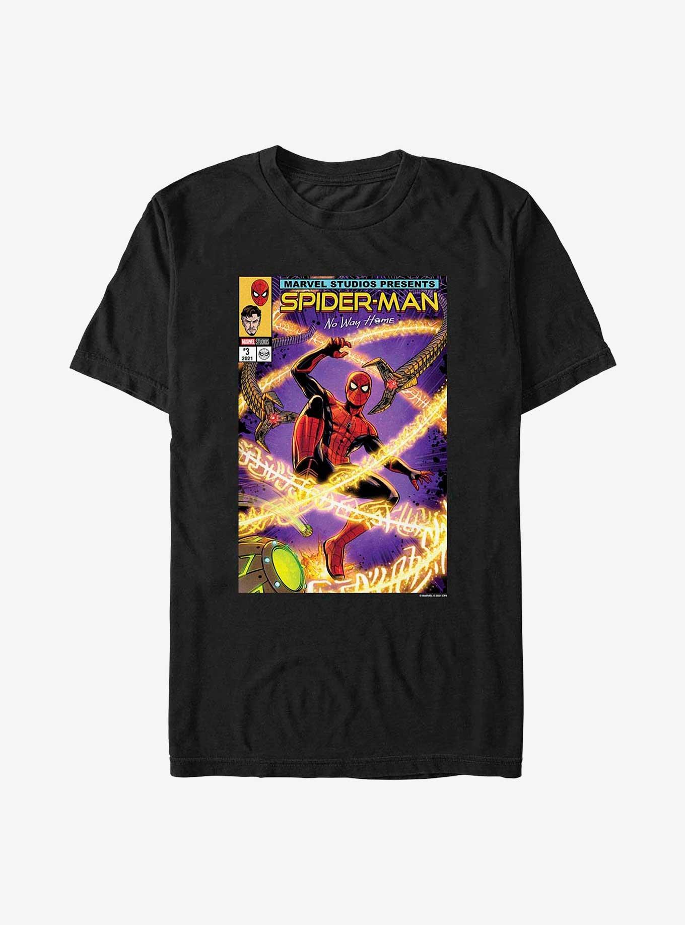 Marvel Spider-Man Battle Comic Cover T-Shirt, BLACK, hi-res