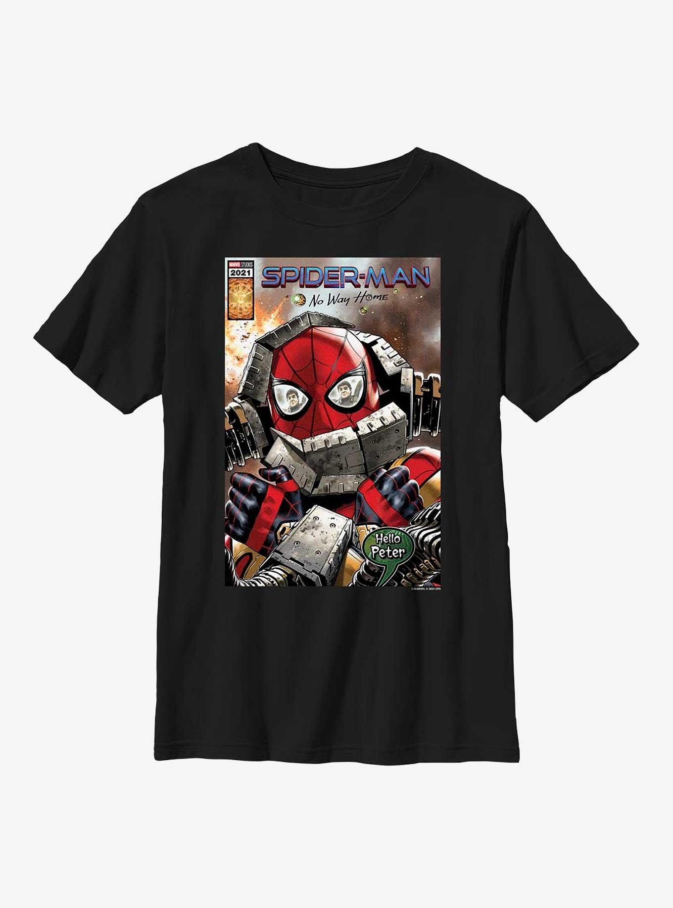 Marvel Spider-Man Hello Peter Comic Cover Youth T-Shirt, BLACK, hi-res