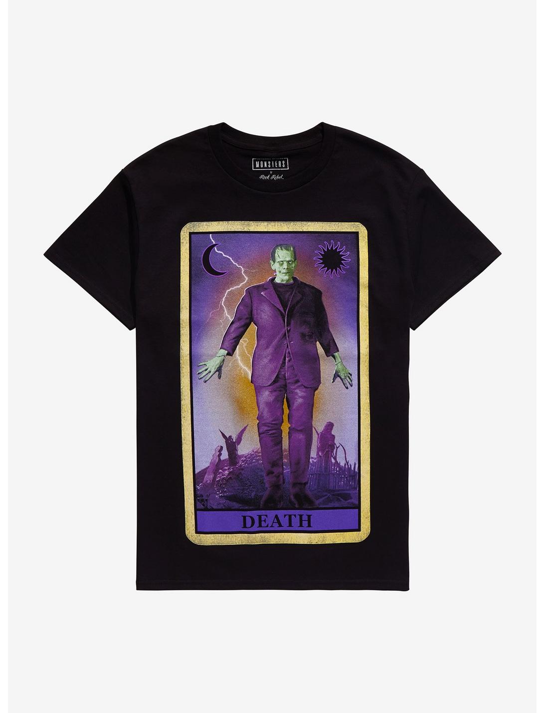 Universal Monsters Frankenstein Tarot Card T-Shirt, BLACK, hi-res