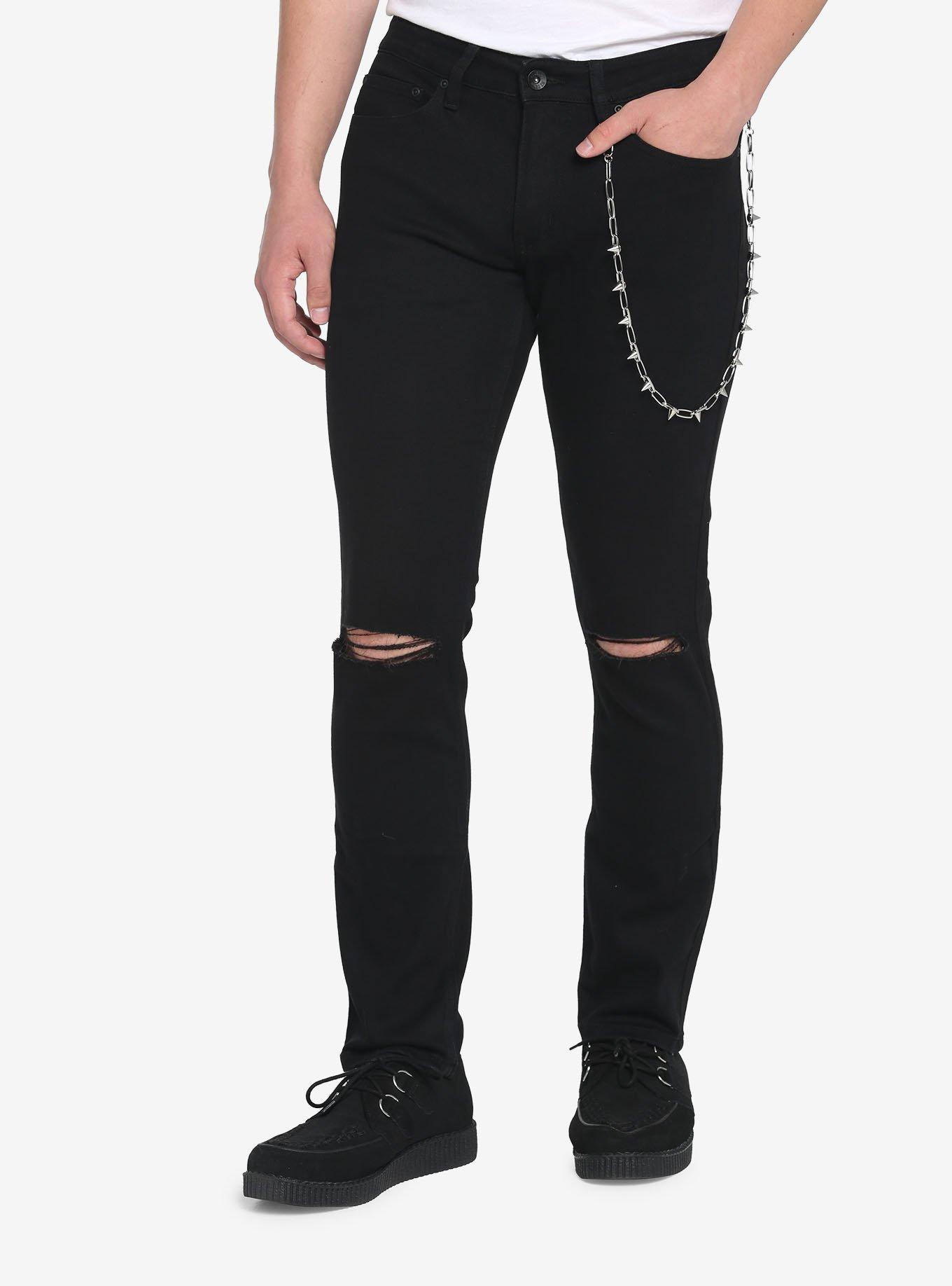 Side Chain Hollow Out Jeans Street Wear Pants JKP4332  Jeans with chains,  Jeans with chains on the side, Fashion boutique