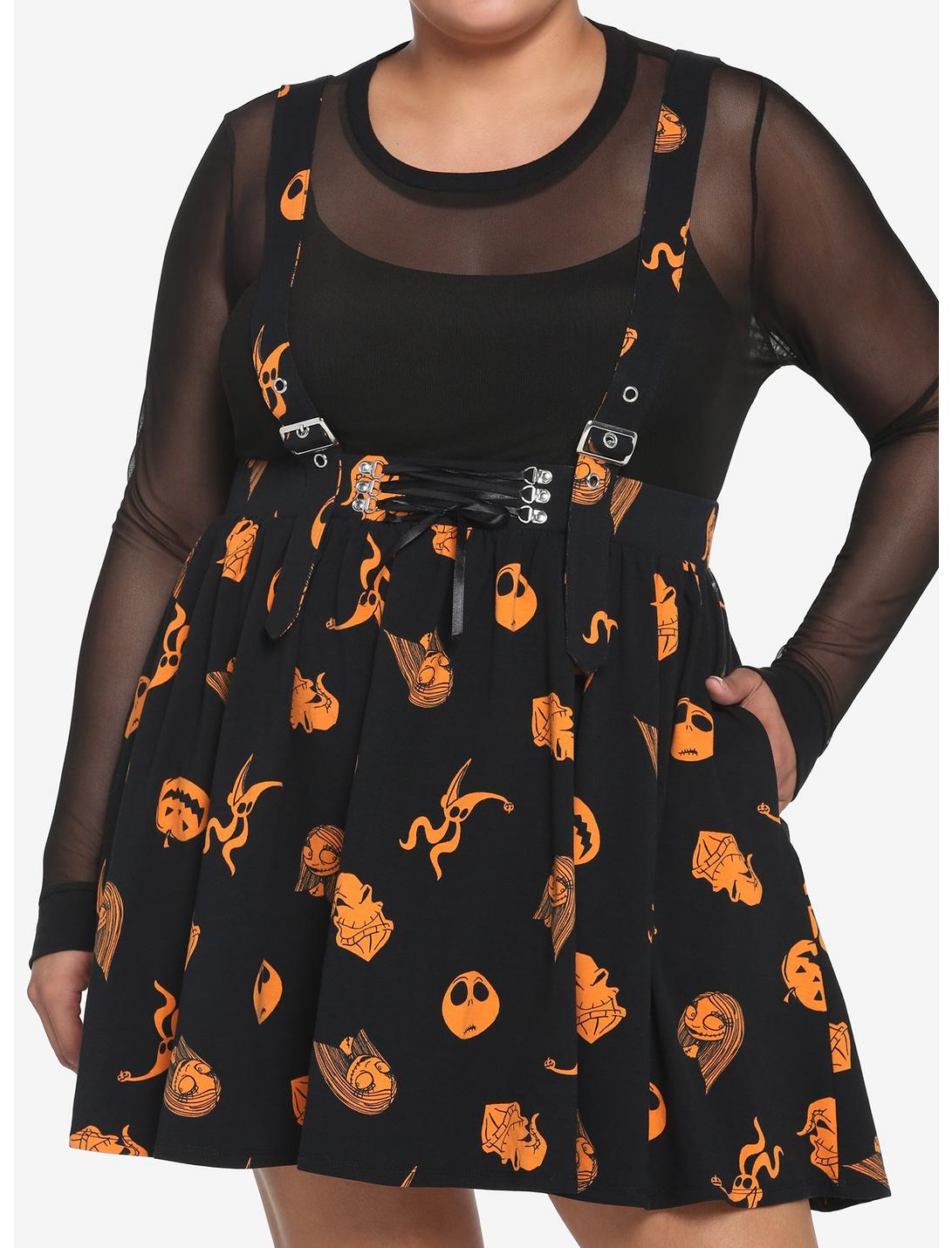 The Nightmare Before Christmas Characters Suspender Skirt Plus Size, MULTI, hi-res