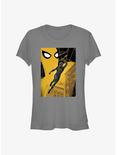 Marvel's Spider-Man Black Suit Grunge Grphc Girl's T-Shirt, CHARCOAL, hi-res