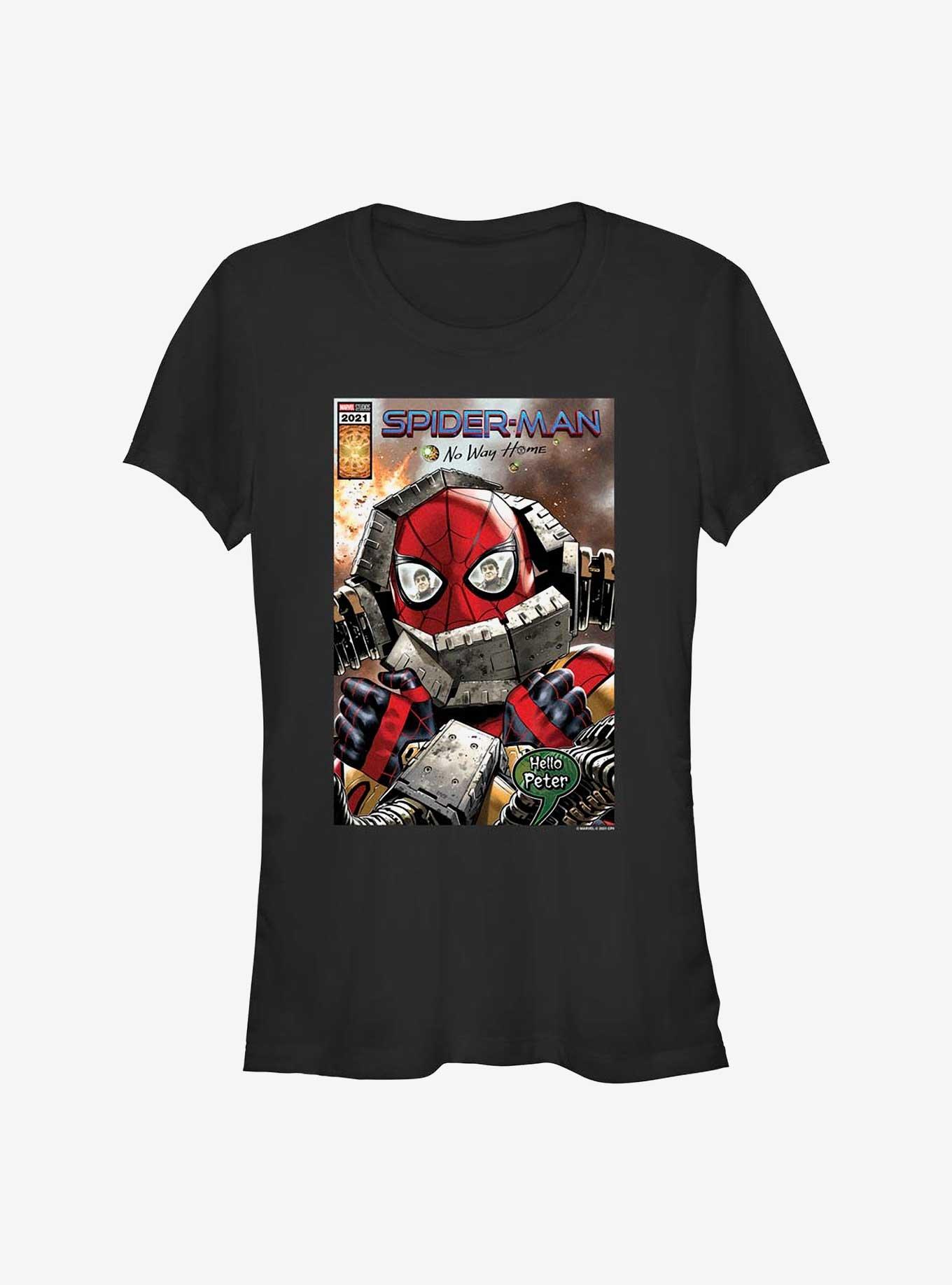 Marvel's Spider-Man Hello Peter Comic Cover Girl's T-Shirt, BLACK, hi-res