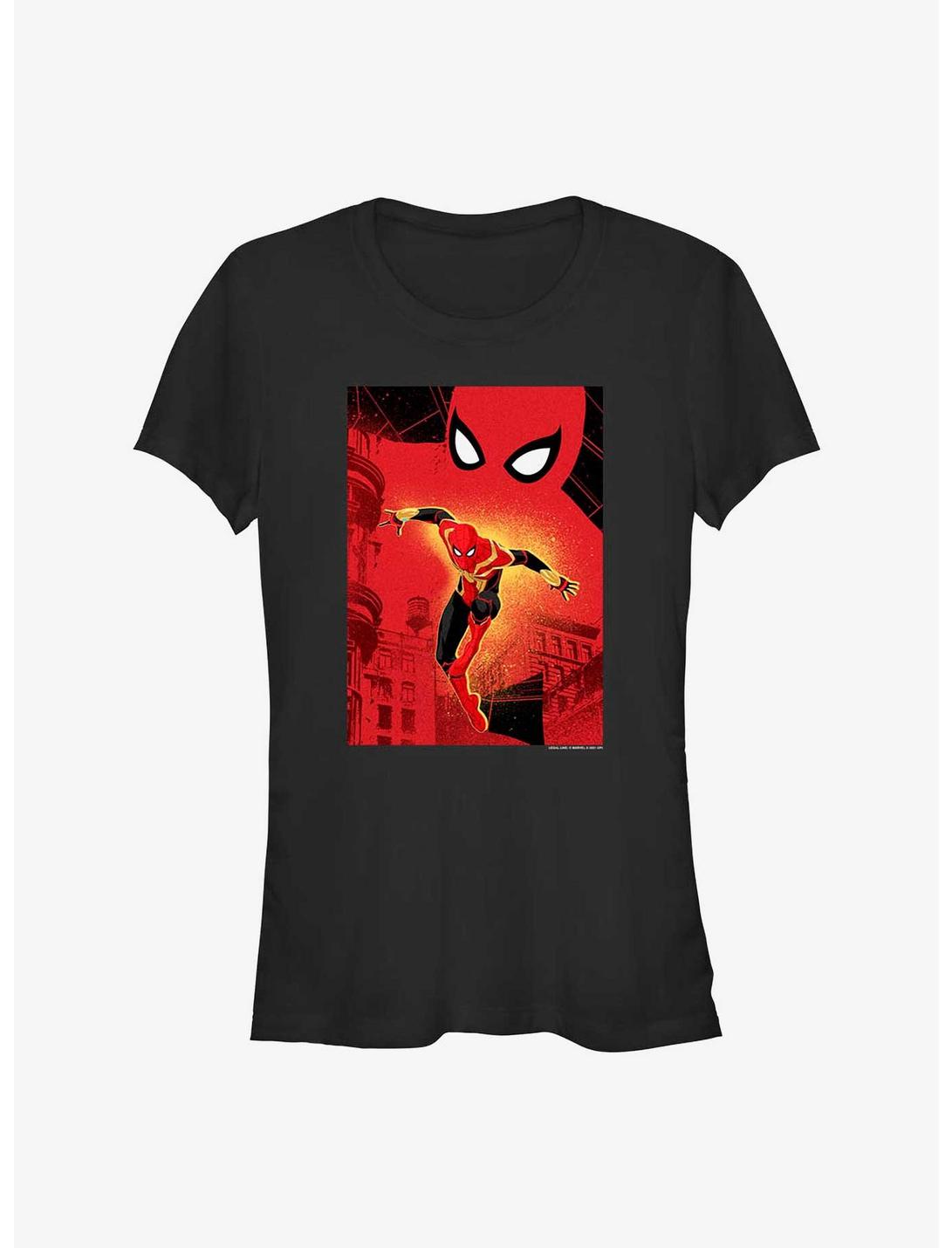 Marvel's Spider-Man Web Swinging Girl's T-Shirt, BLACK, hi-res