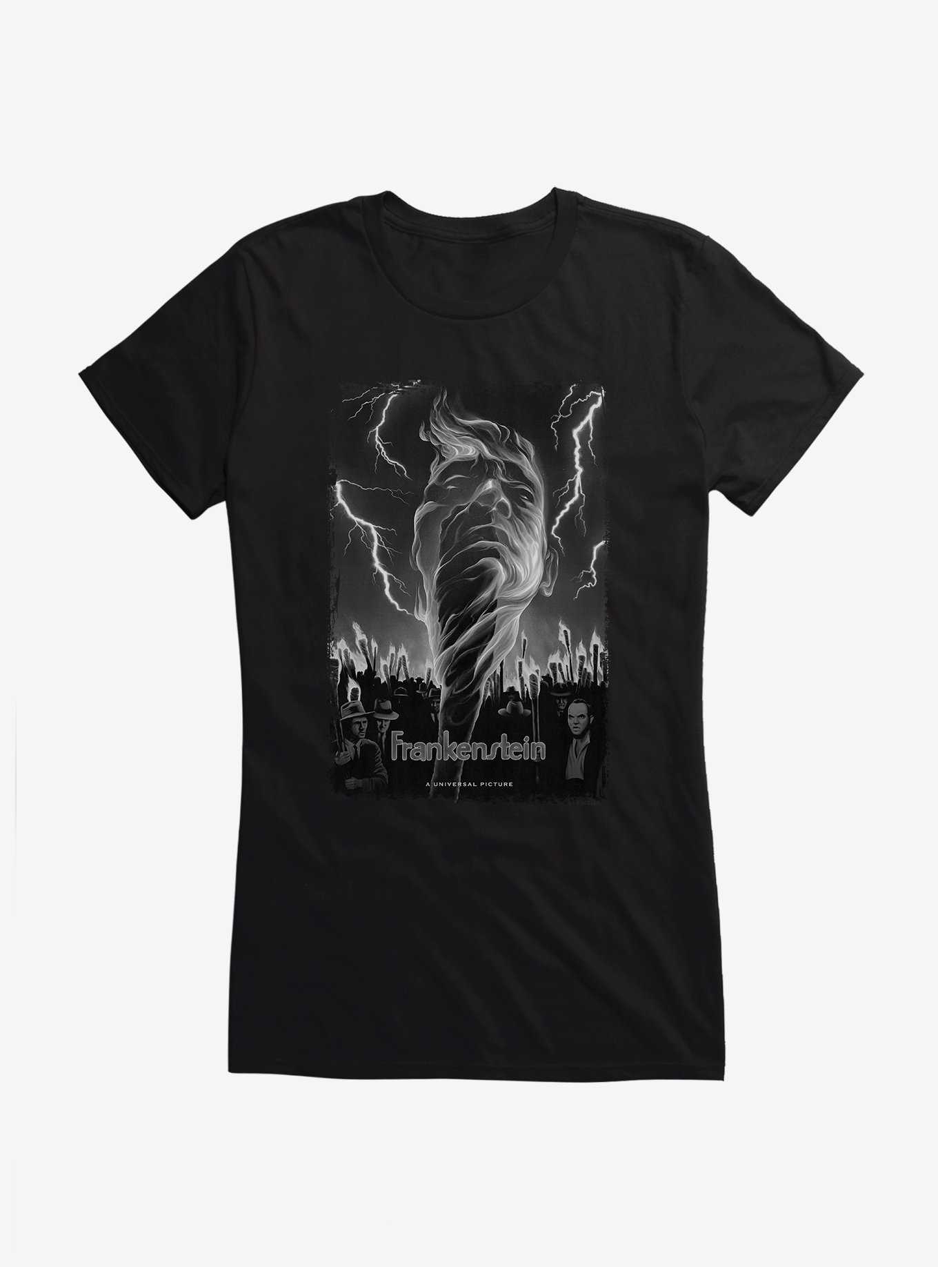 Frankenstein Black & White Lightning Girls T-Shirt, BLACK, hi-res