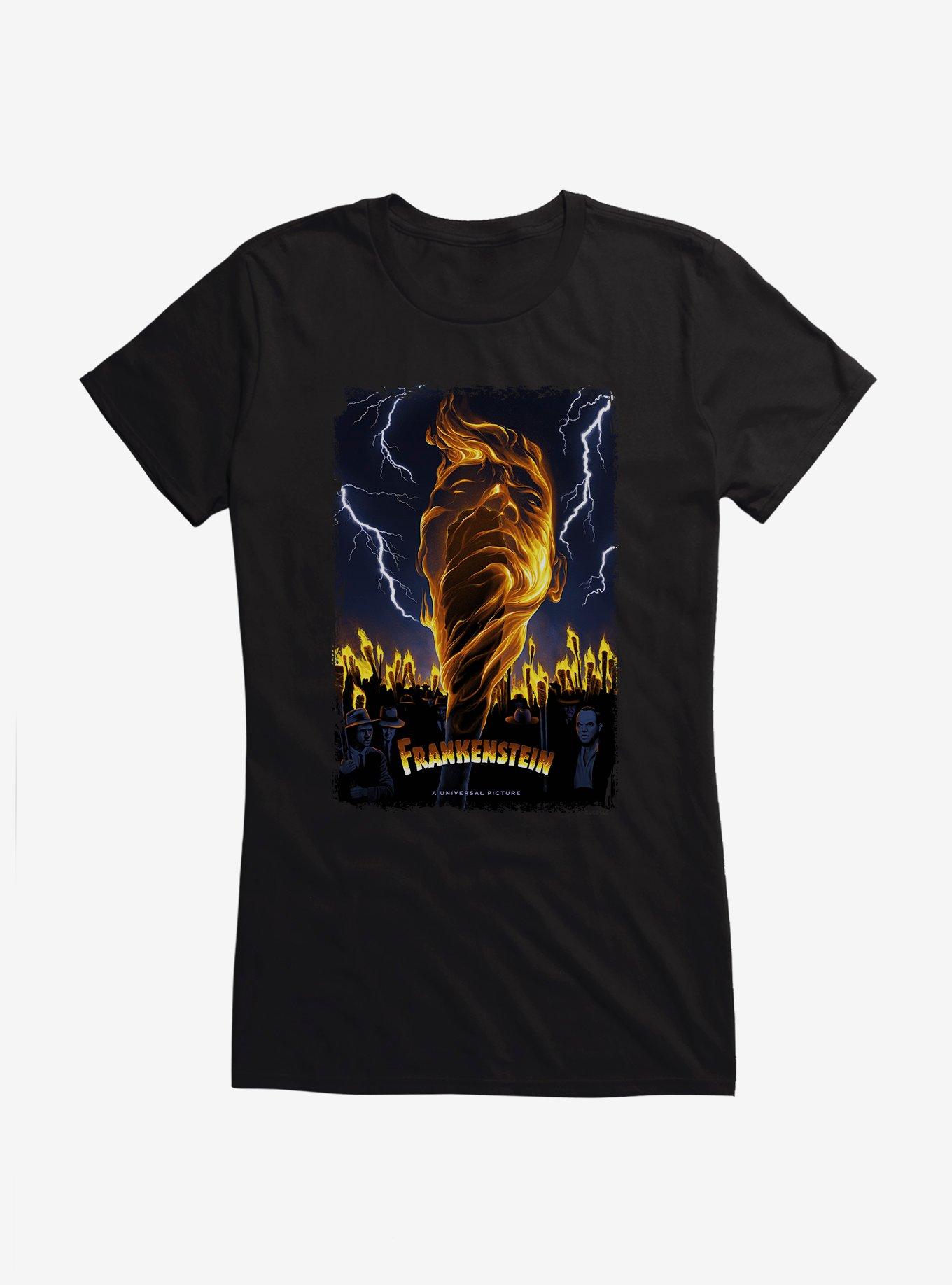 Frankenstein Lightning Girls T-Shirt, BLACK, hi-res