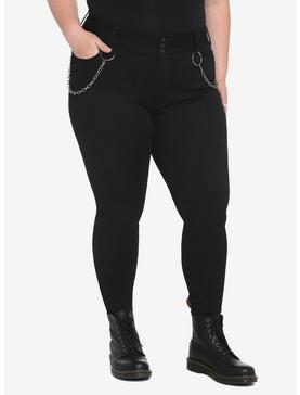 HT Denim Black O-Ring Chain Girls Hi-Rise Super Skinny Jeans Plus Size, , hi-res