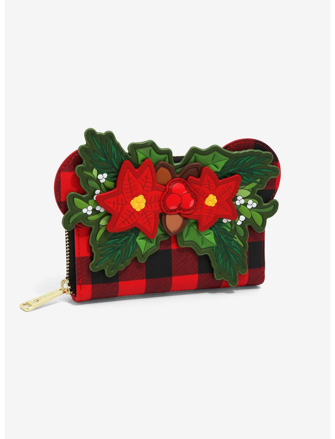 Disney Minnie Mouse Plaid Holiday Small Zip Wallet , , hi-res