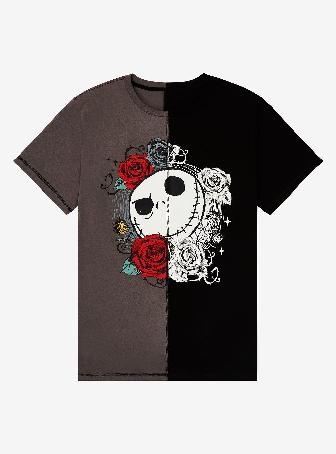 Disney The Nightmare Before Christmas Jack Skellington Floral Split Color Block T-Shirt - BoxLunch Exclusive, MULTI, hi-res