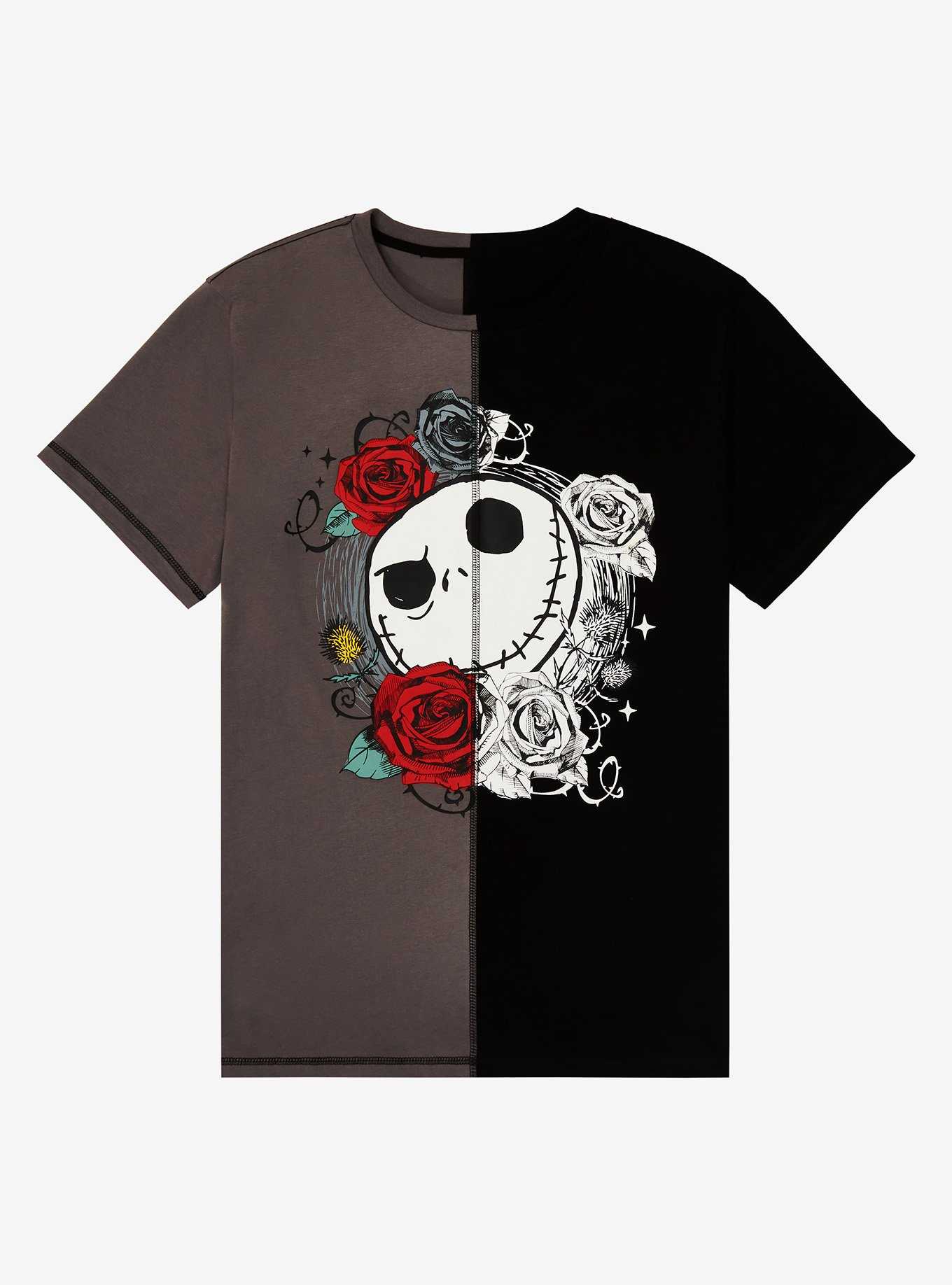 Disney The Nightmare Before Christmas Jack Skellington Floral Split Color Block T-Shirt - BoxLunch Exclusive, , hi-res