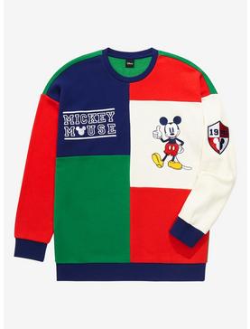 Disney Mickey Mouse Retro Color Block Crewneck - BoxLunch Exclusive, , hi-res