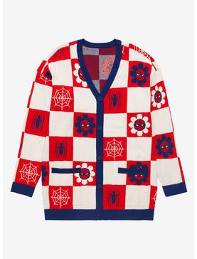 Plus Size Marvel Spider-Man Floral Checkered Women's Cardigan - BoxLunch Exclusive, , hi-res