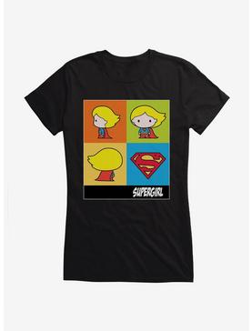 Supergirl Chibi Comic Squares Girl's T-Shirt, BLACK, hi-res