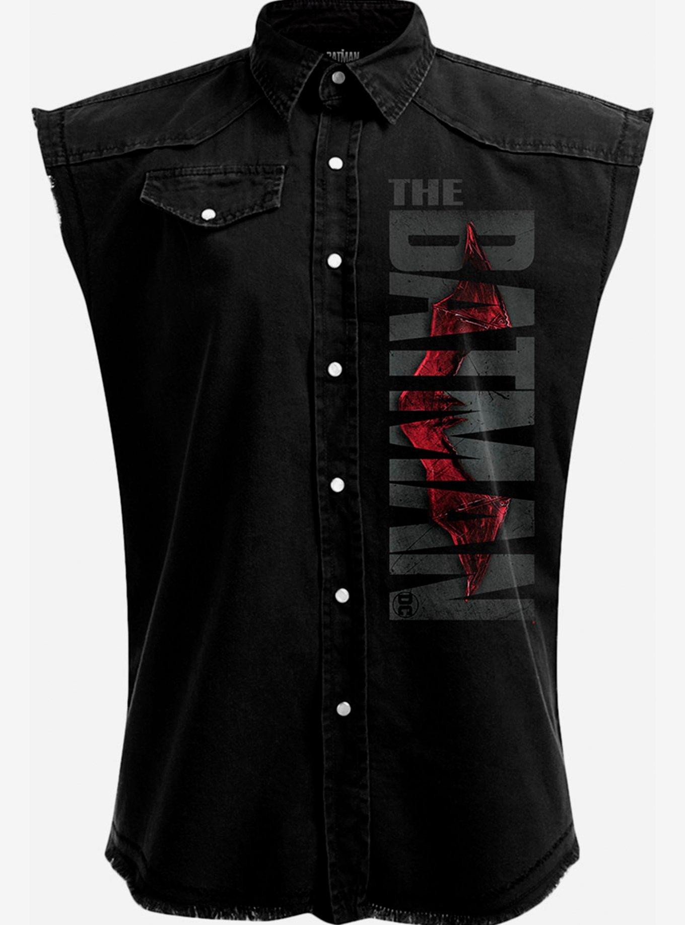 DC Comics The Batman Profile Sleeveless Woven Button-Up