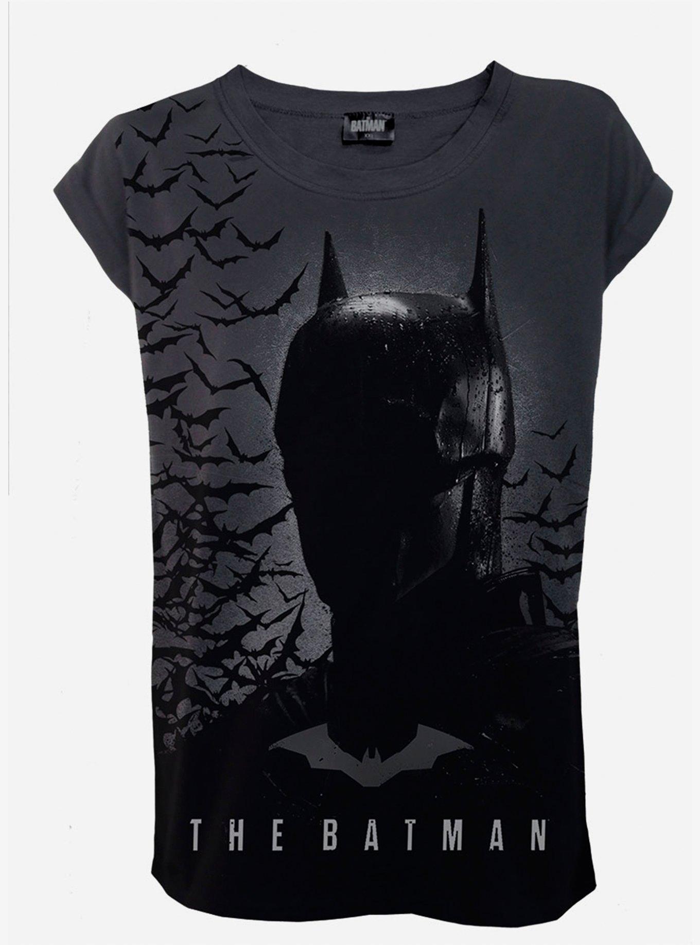 DC Comics The Batman Shadow Bats Roll Sleeve T-Shirt, GREY, hi-res