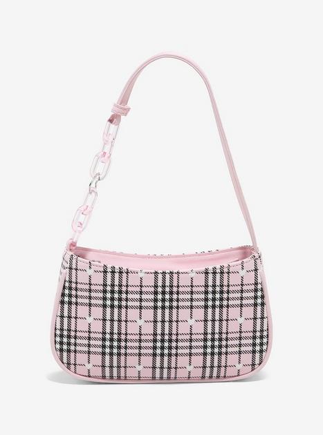 Plaid Ruched Baguette Bag With Coin Purse