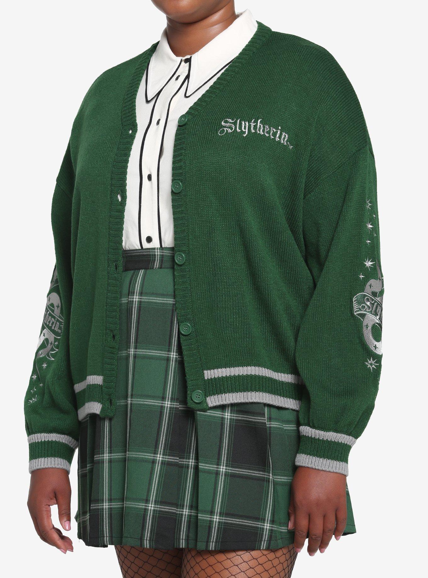 Harry Potter Slytherin Skimmer Cardigan Plus Size, DARK GREEN, hi-res