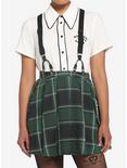 Harry Potter Slytherin Pleated Suspender Skirt, PLAID - GREEN, hi-res