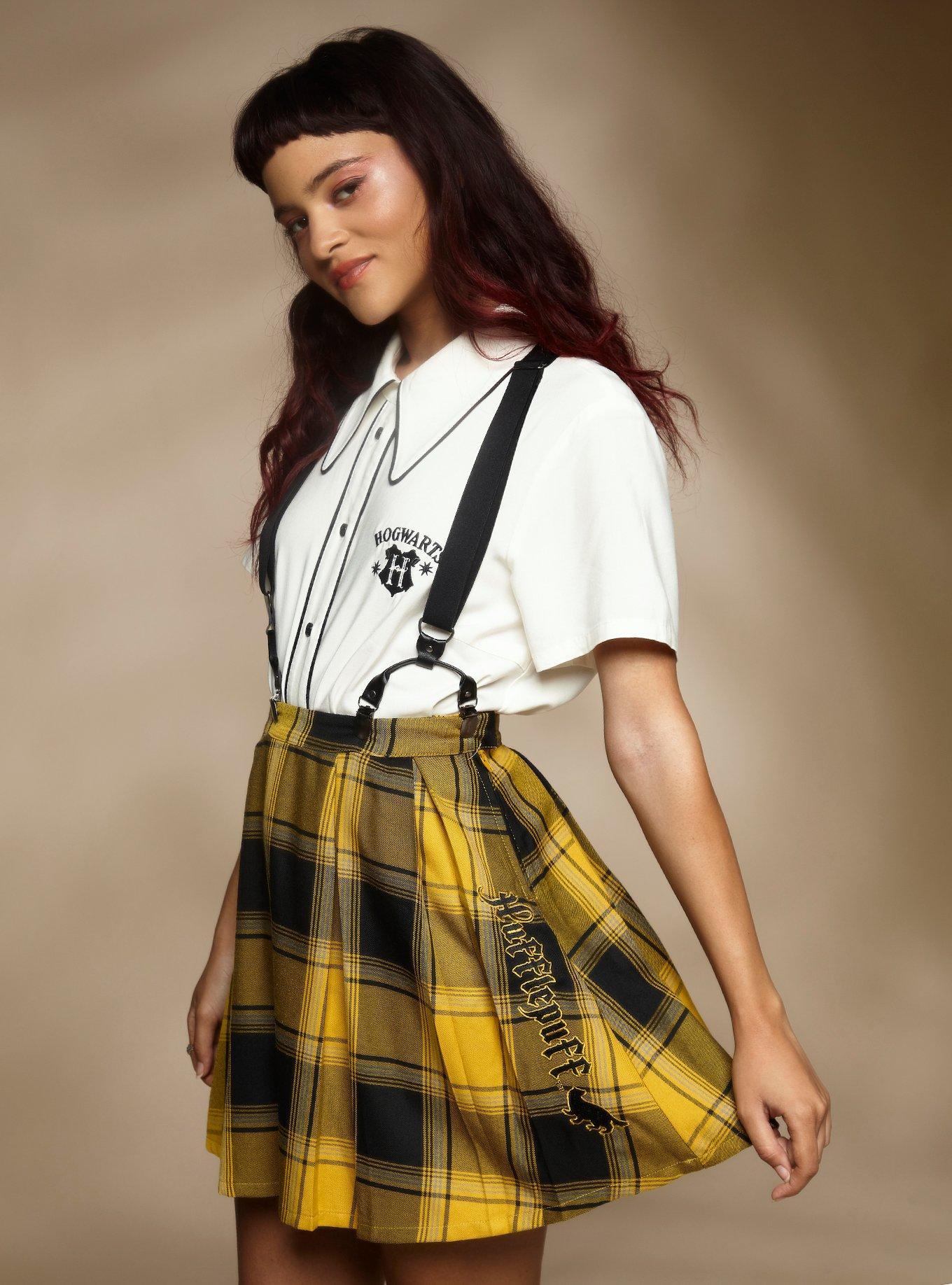 Harry Potter Hufflepuff Pleated Suspender Skirt, MULTI, hi-res