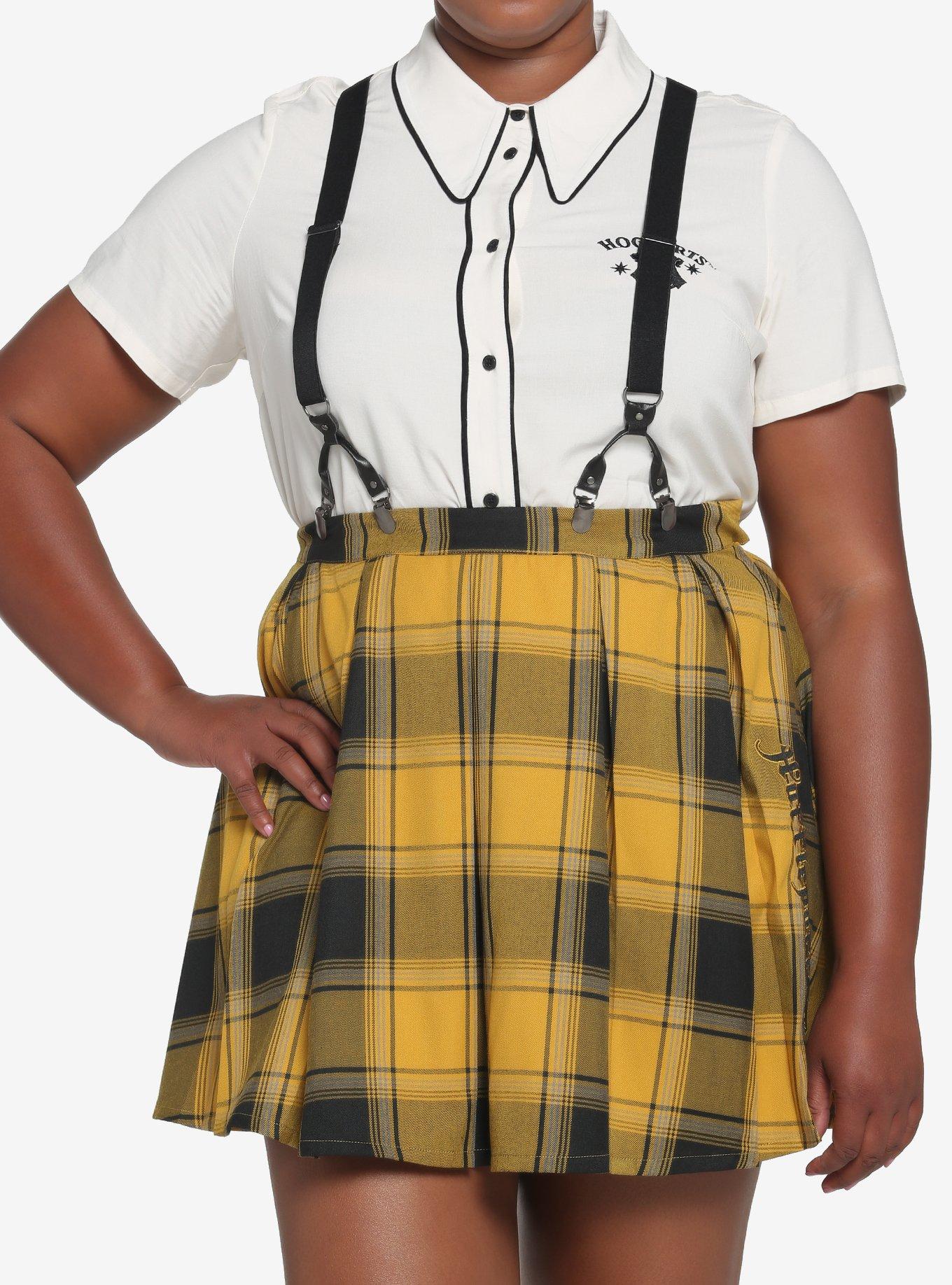 Harry Potter Hufflepuff Pleated Suspender Skirt Plus Size, MULTI, hi-res