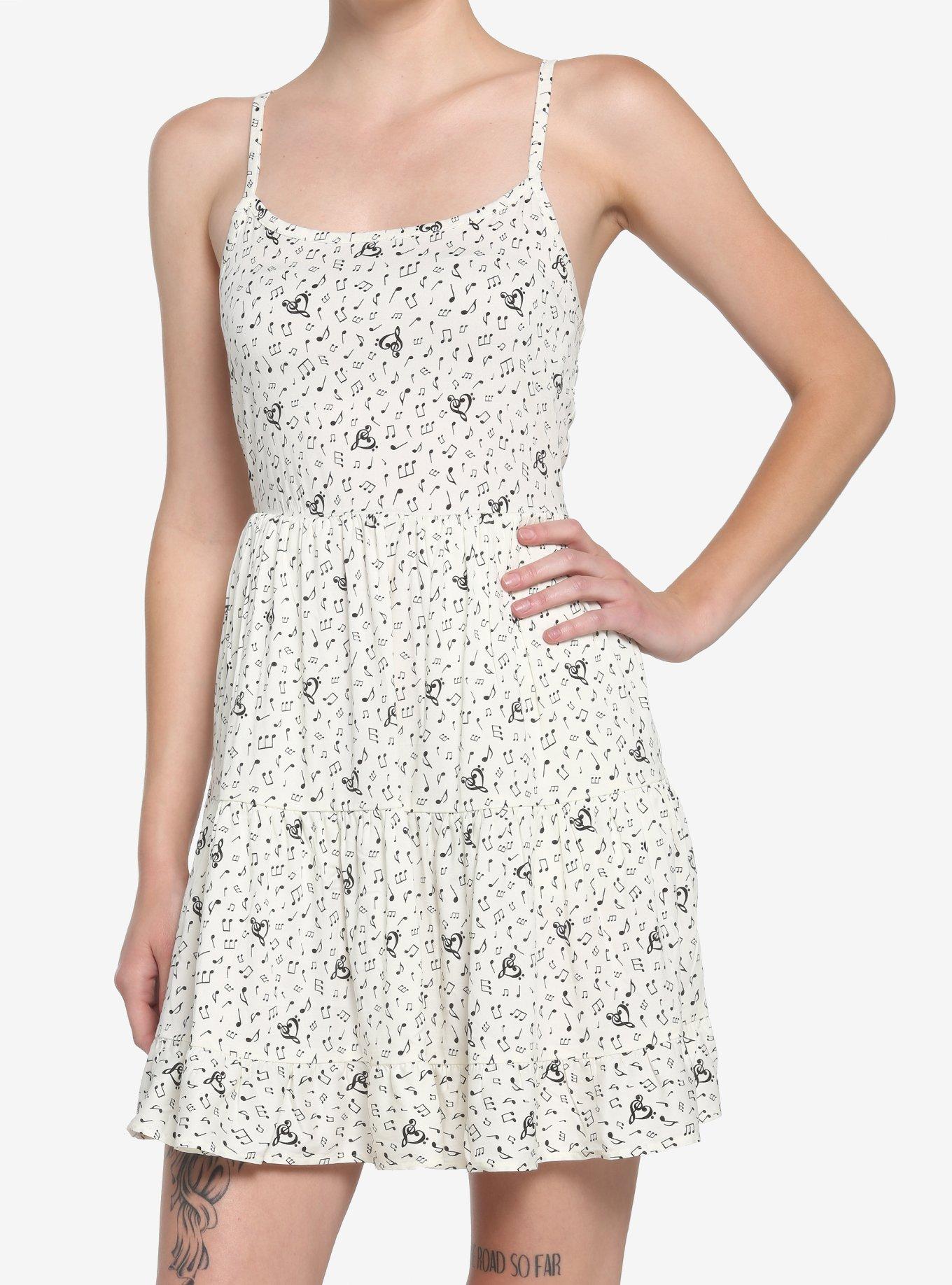 Ivory Music Note Tiered Dress, IVORY, hi-res
