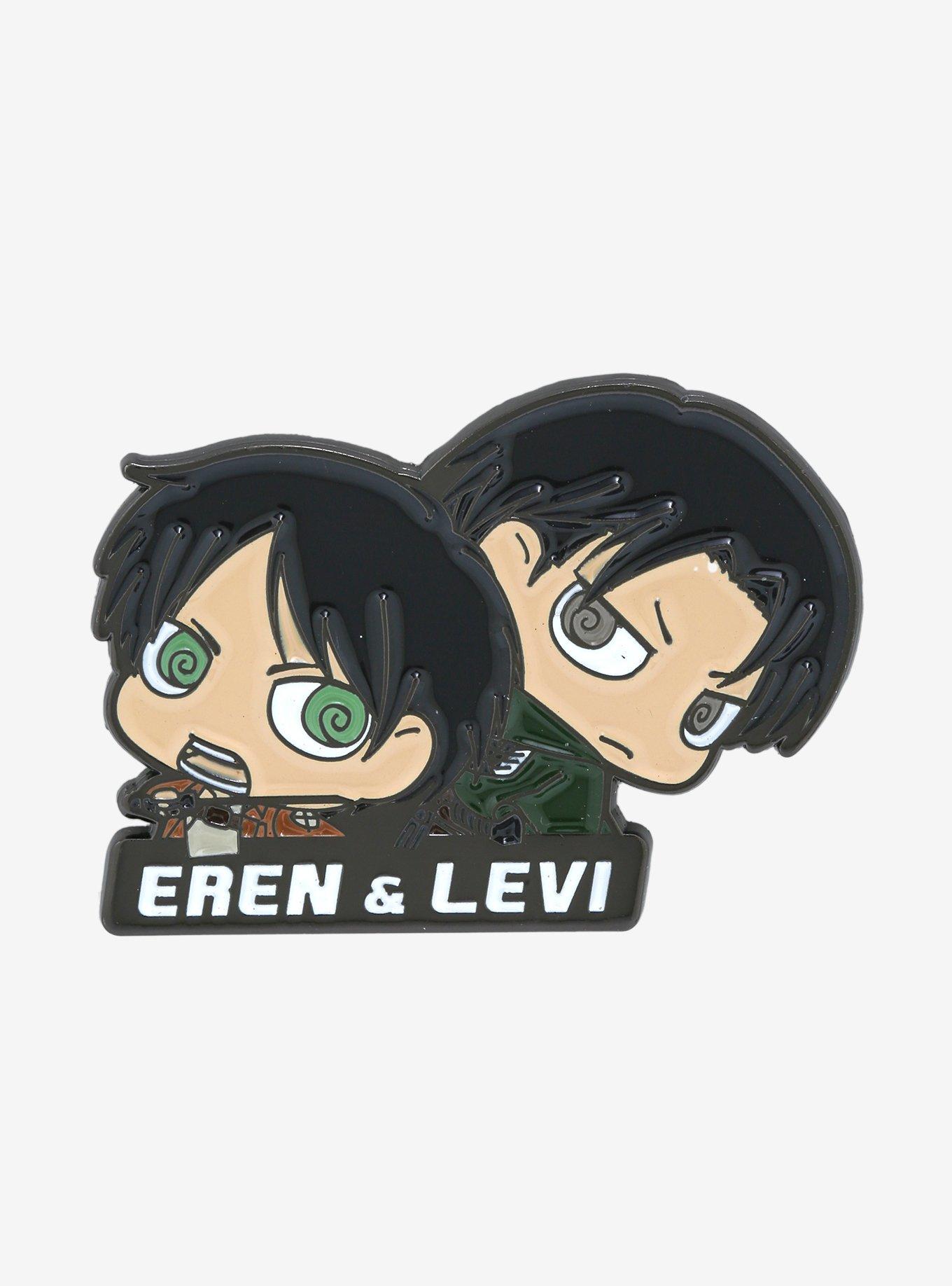 Attack on Titan Chibi Eren & Levi Enamel Pin - BoxLunch Exclusive, , hi-res