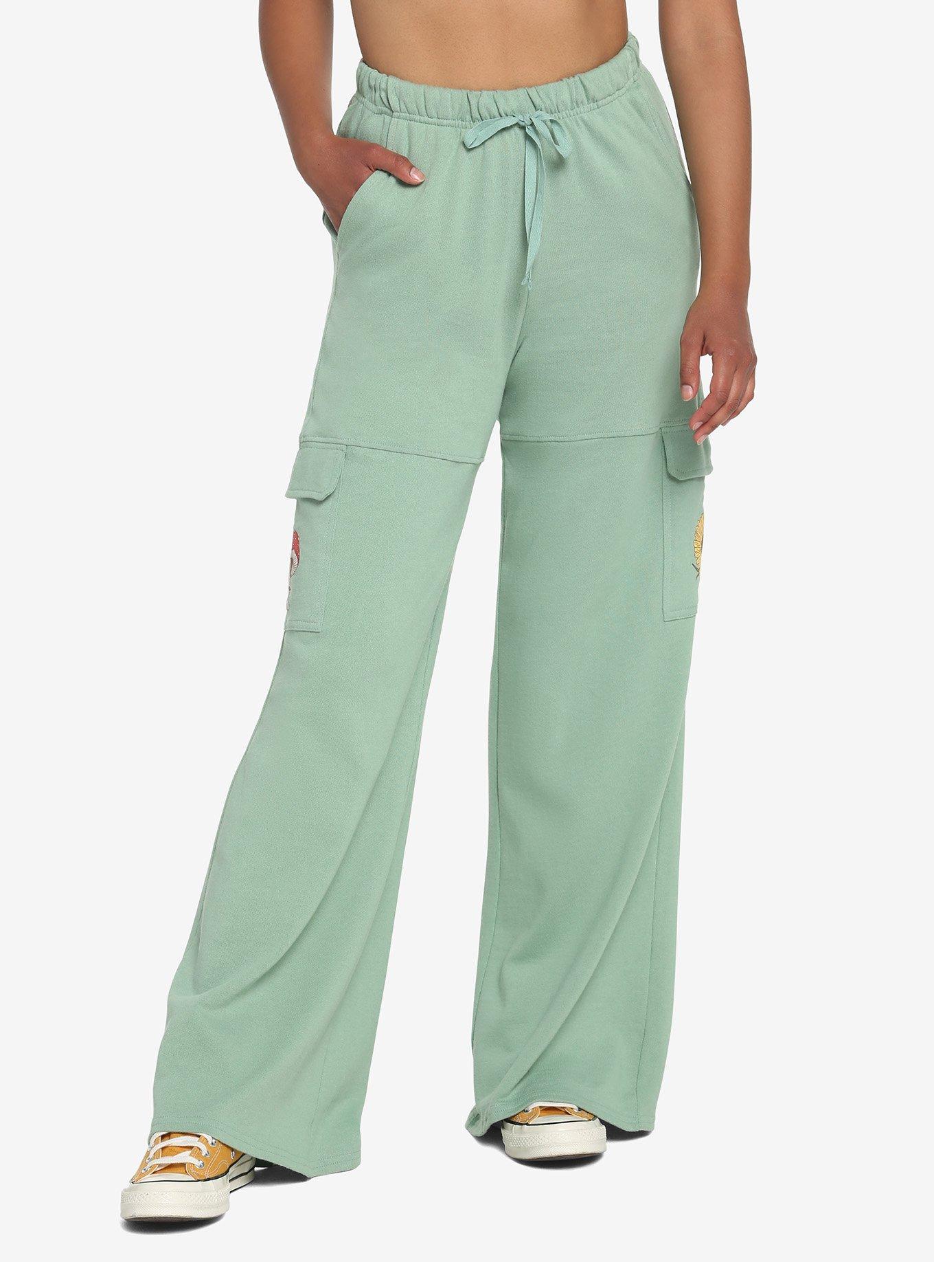 Mushroom Flower Girls Lounge Pants, SAGE GREEN, hi-res