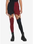 Black & Red Split Garter Leggings, BLACK  WHITE, hi-res