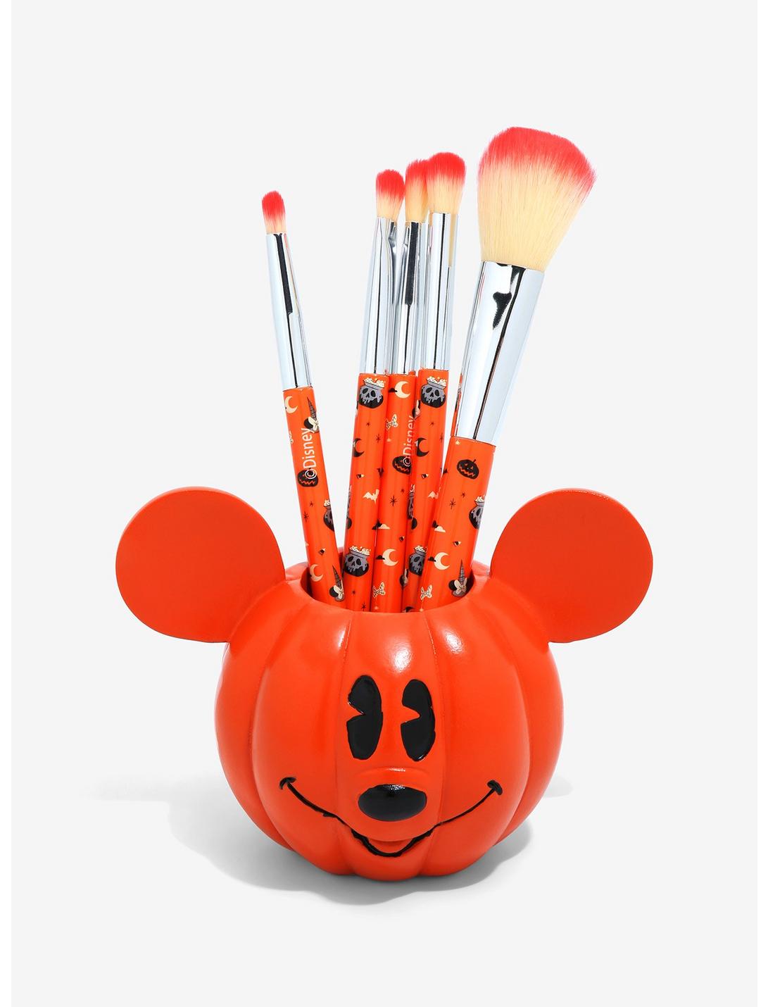Disney Mickey Mouse Jack-O'Lantern Makeup Brush Set & Holder - BoxLunch Exclusive, , hi-res