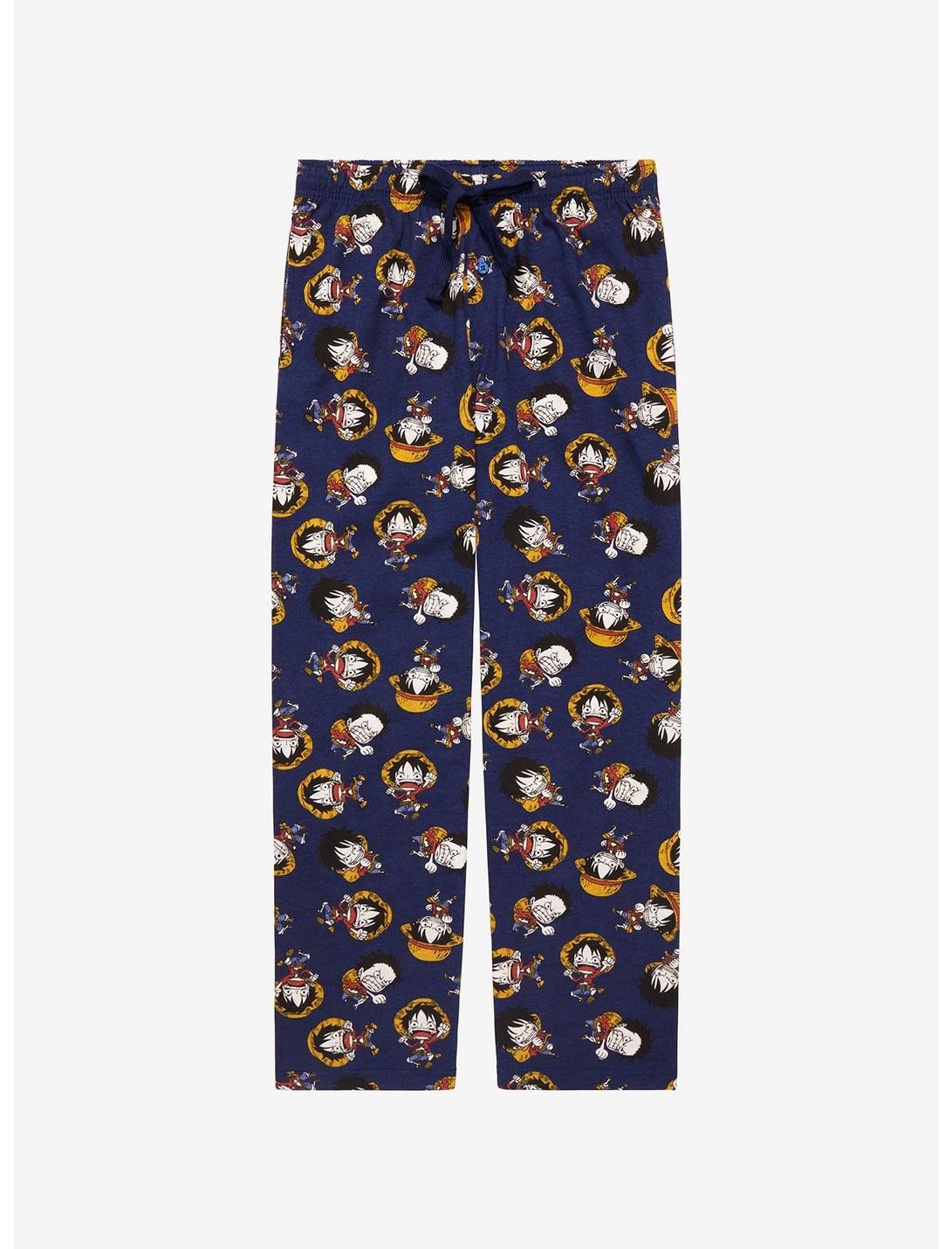 One Piece Chibi Monkey D. Luffy Sleep Pants - BoxLunch Exclusive, CHARCOAL, hi-res