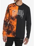 Black & Orange Horrific Split Wash Long-Sleeve T-Shirt, BLACK, hi-res