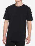 Black Grommet Sleeve T-Shirt, BLACK, hi-res