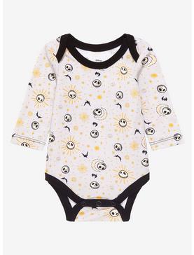 Plus Size Disney The Nightmare Before Christmas Jack Skellington Allover Print Long Sleeve Infant One-Piece - BoxLunch Exclusive, , hi-res