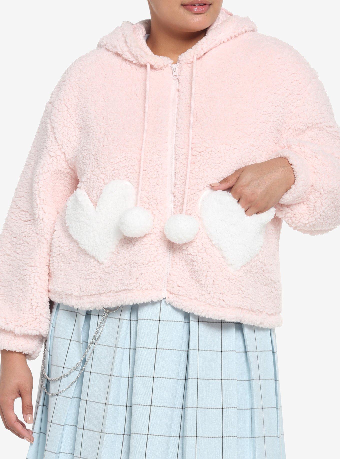 Pink Bunny Sherpa 3D Ears Girls Hoodie Plus Size