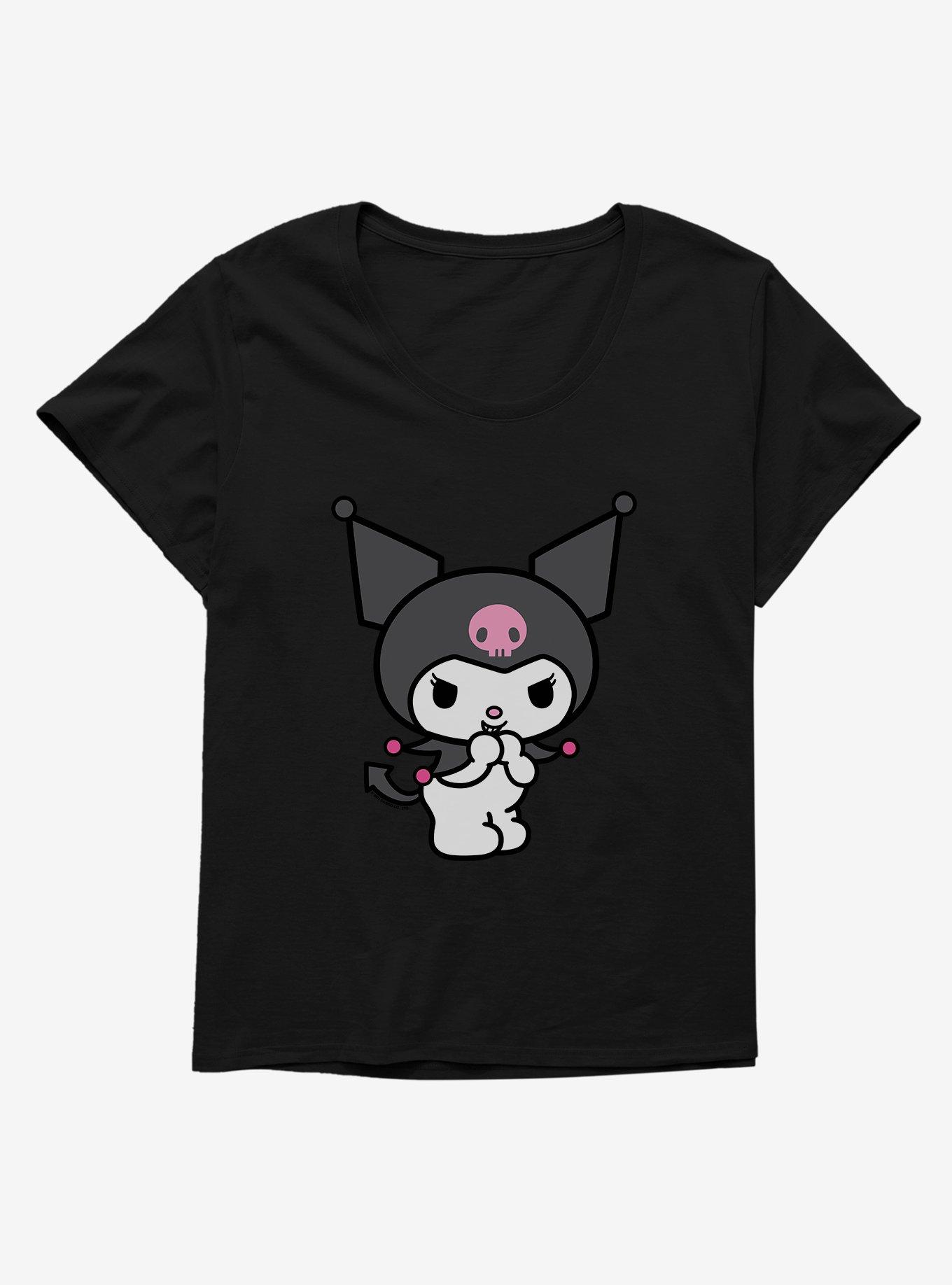 Kuromi Evil Giggle Girls T-Shirt Plus Size, BLACK, hi-res