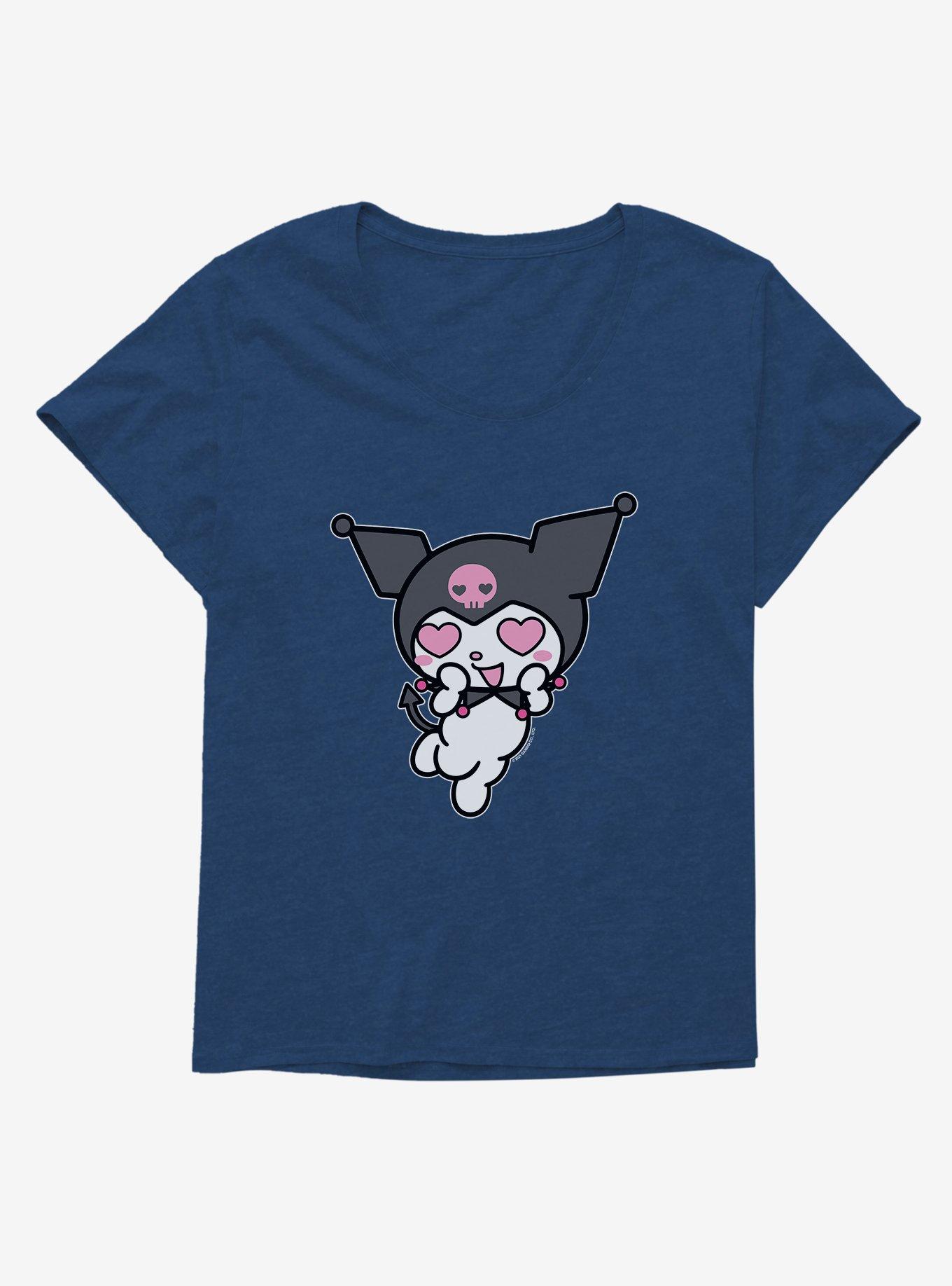 Kuromi Heart Eyes Girls T-Shirt Plus Size, ATHLETIC NAVY, hi-res