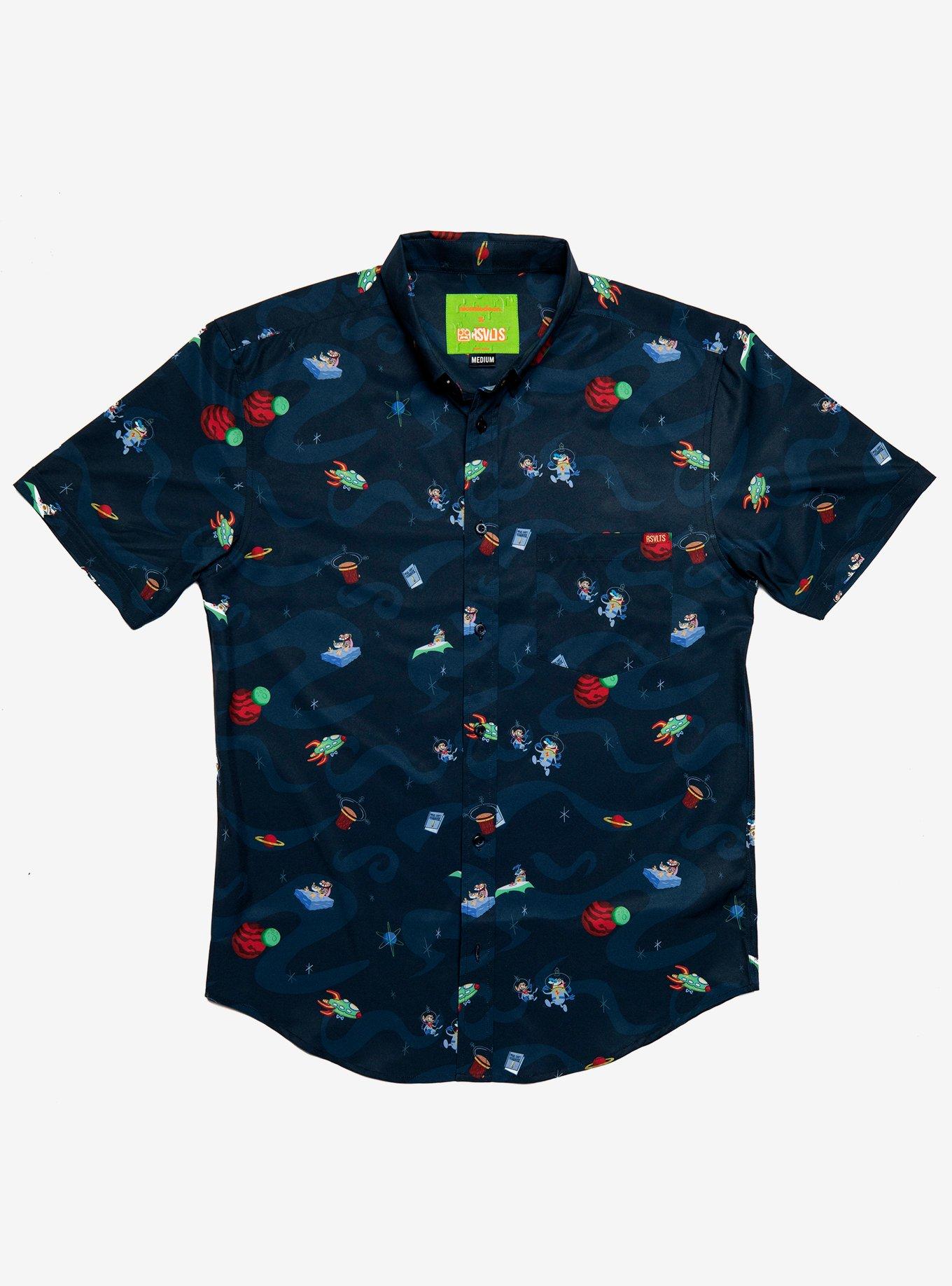 RSVLTS Ren & Stimpy Space Madness Woven Button-Up, MULTI, hi-res