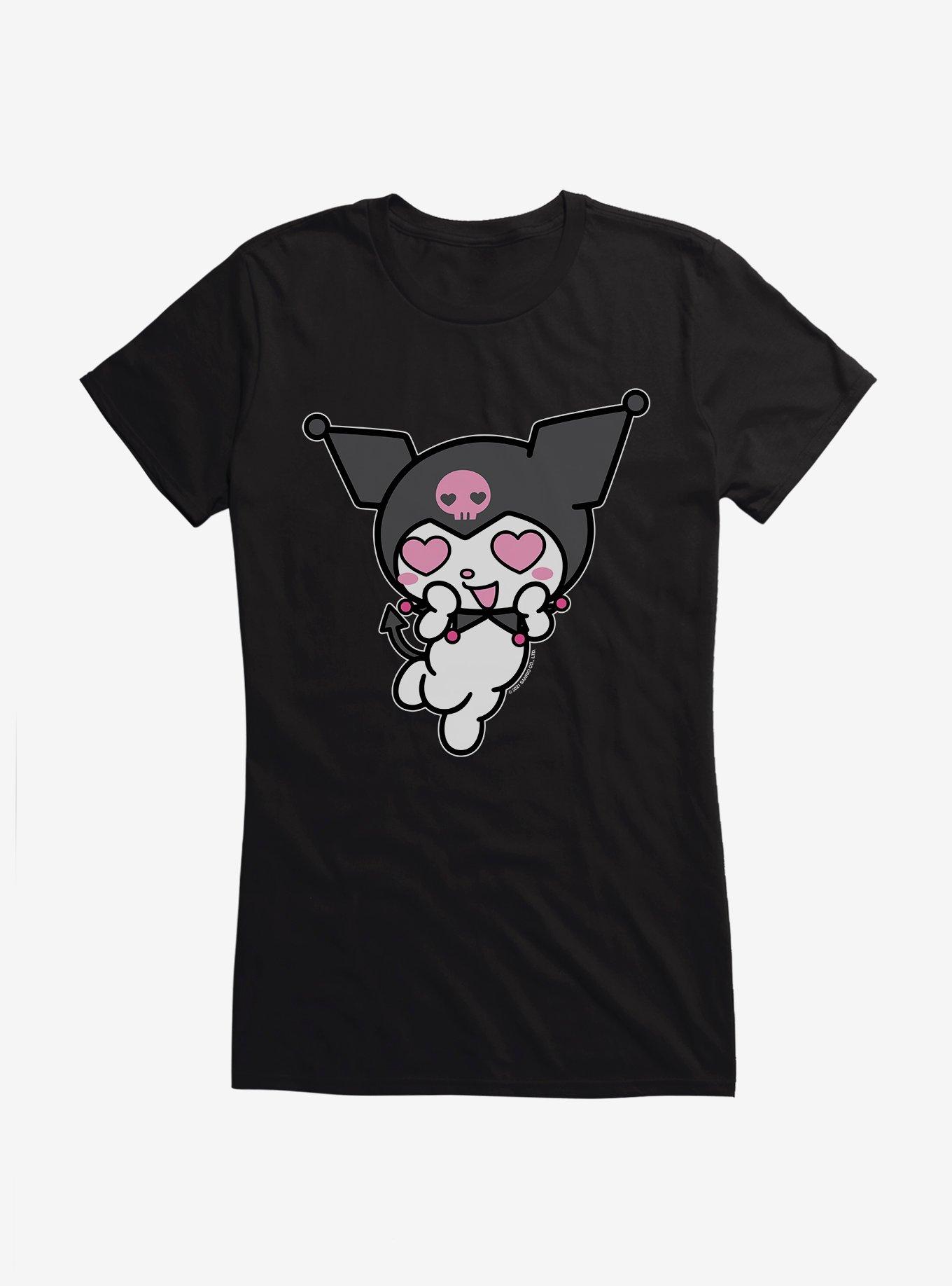 Kuromi Heart Eyes Girls T-Shirt, BLACK, hi-res