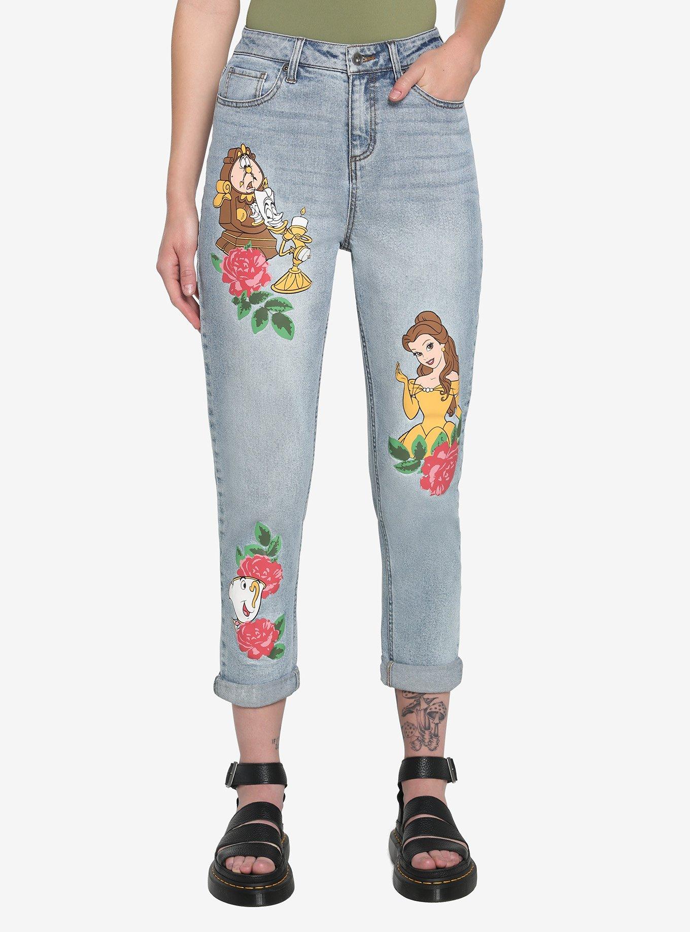 Disney Beauty And The Beast Roses Mom Jeans, MULTI, hi-res